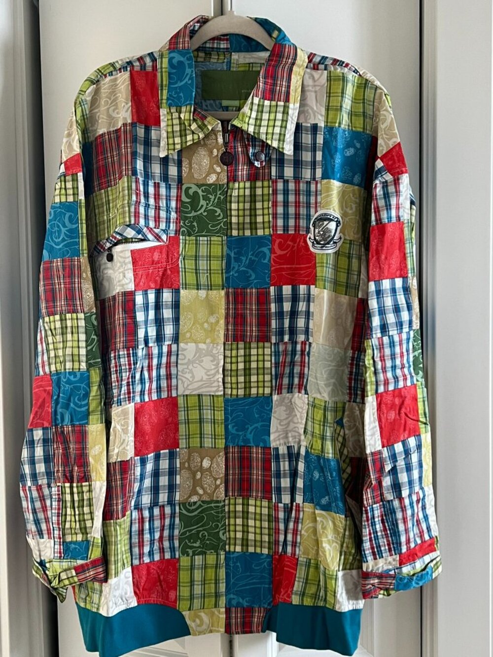 NWT Y2K Era Meezan artcouture Madras Plaid 100 Patchwork Jacket